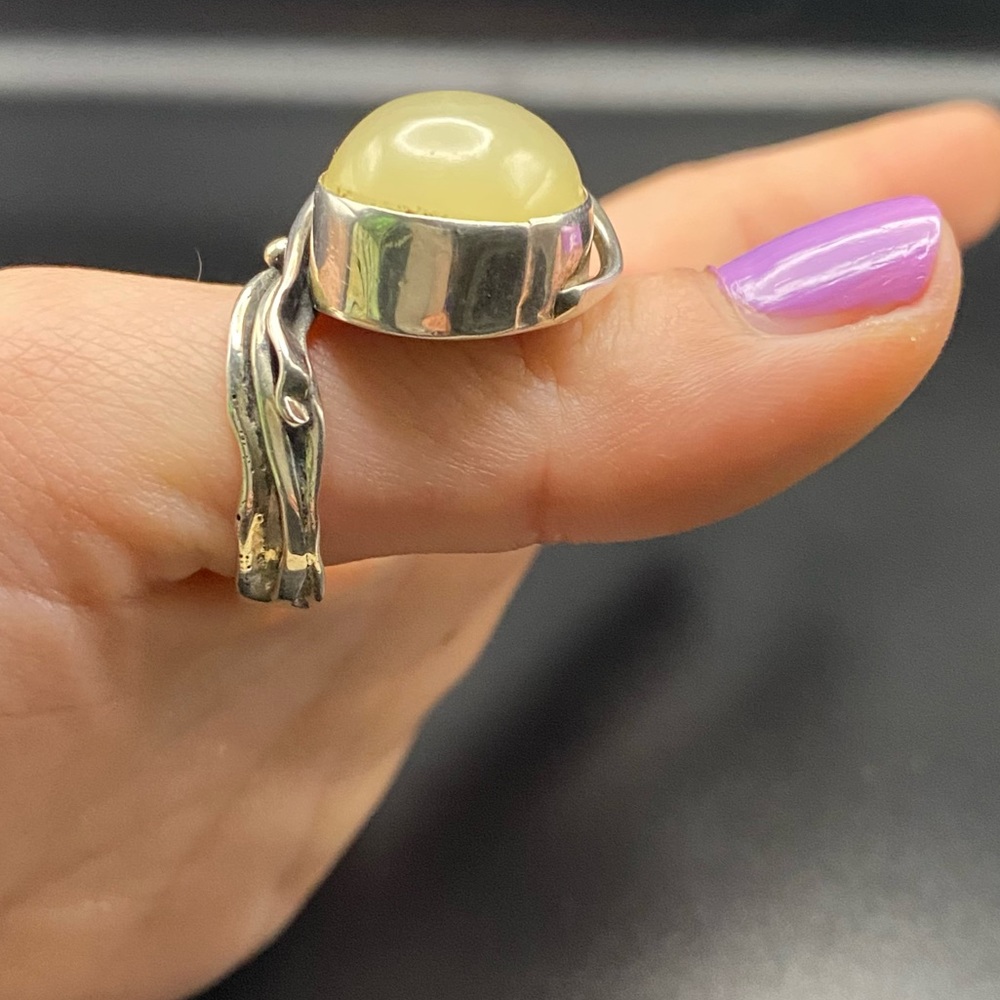 Sterling Silver Large Opal Stone Ring - image 4